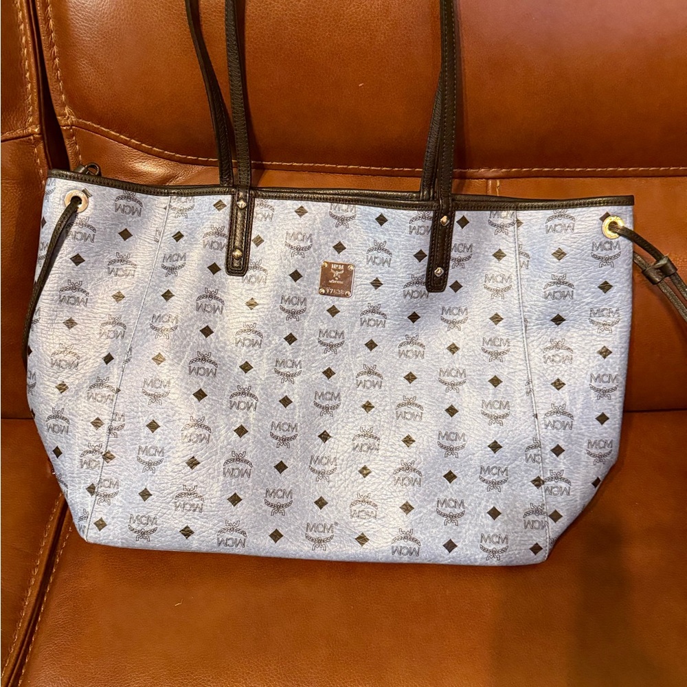 MCM Silver and Black Women's Tote Bag